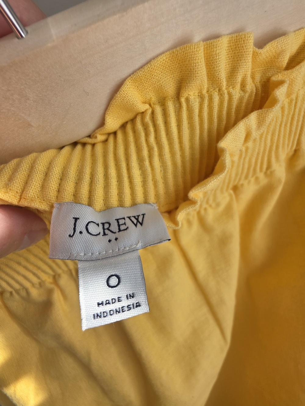 J.Crew Scalloped Linen-Cotton Blend Mini Skirt Yellow Pockets 0 Like New - Picture 7 of 11